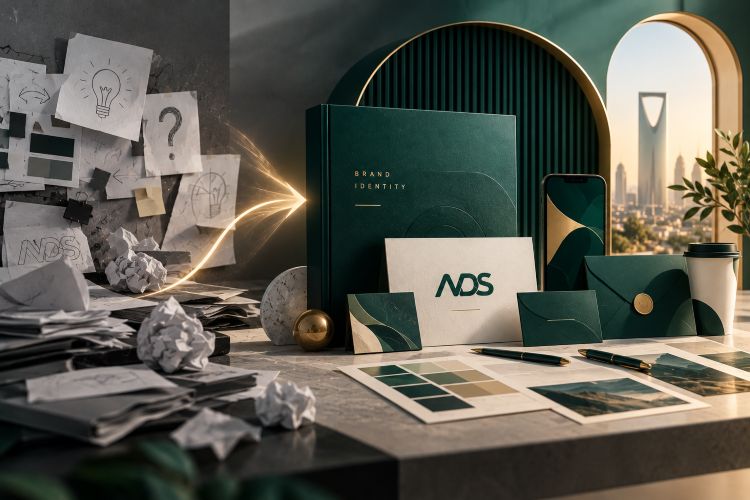 شركة تصميم الهوية البصرية والبراندينج في السعودية. نُصمم شعارات احترافية، هويات تجارية متكاملة، وملفات شركات تعريفية تمنح علامتك حضوراً يسبق منافسيك.
